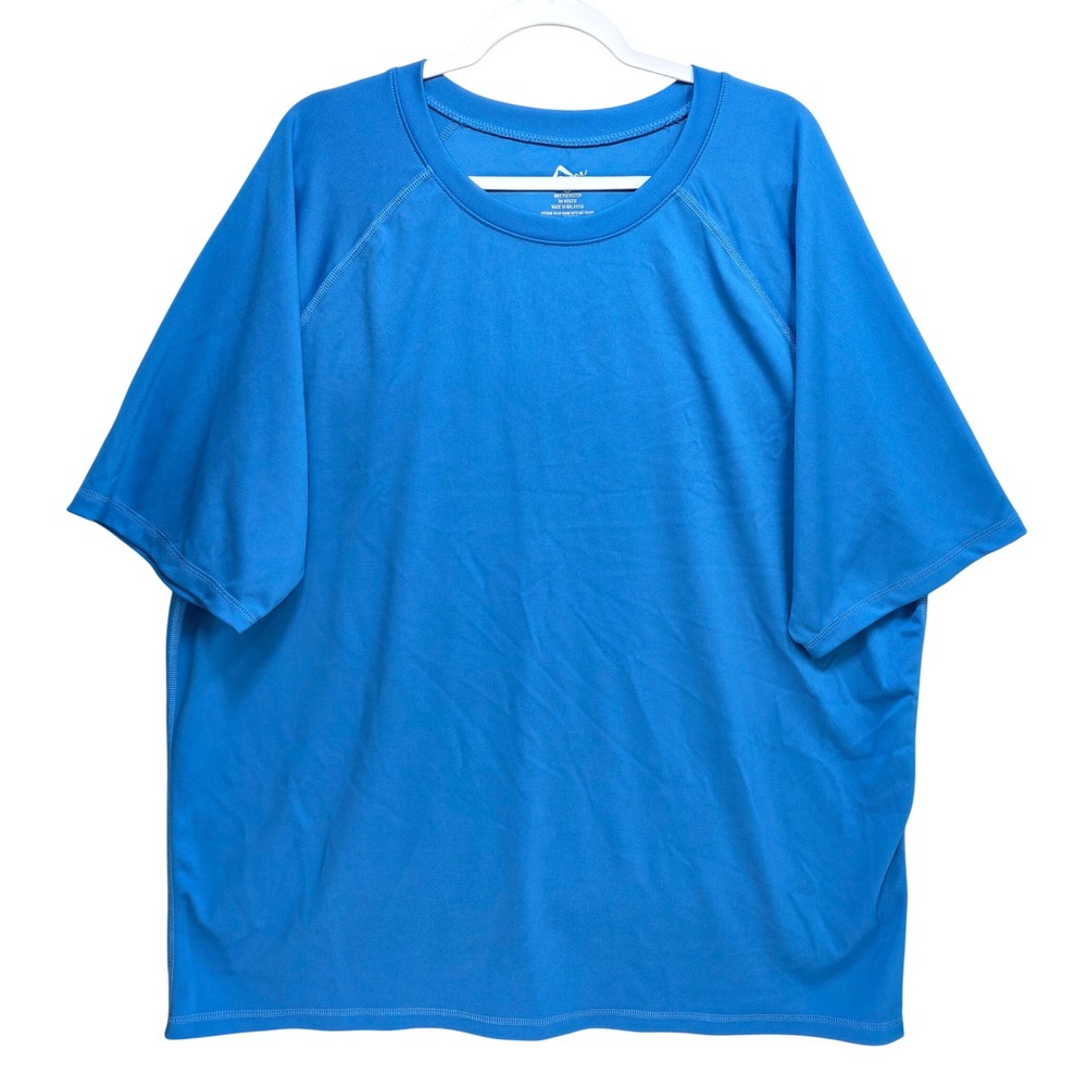 Kanu Surf Rash Guard Mens 3XL Swim Shirt UPF Blue Short Sleeve Beach Resort Pool